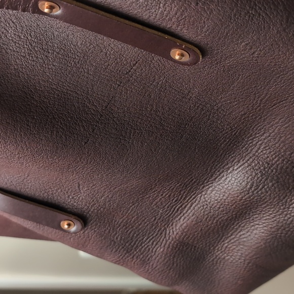 💥Go Forth Goods Avery Large Tote Bag Mocha Pebbled Leather Made in America💥 - Picture 14 of 16